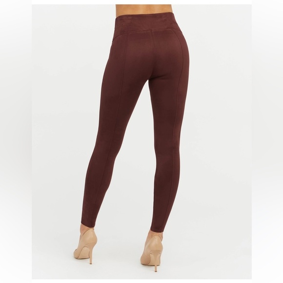 Spanx burgundy marron faux suede leggings medium